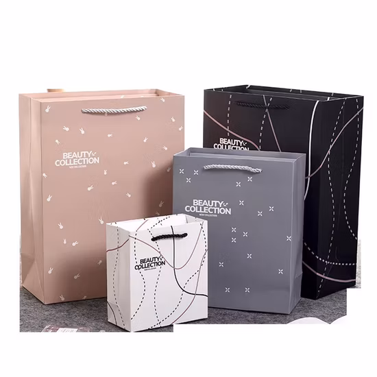 無料サンプル カスタム ロゴ高級ピンク ボール紙紙袋 (リボン ハンドル付き)